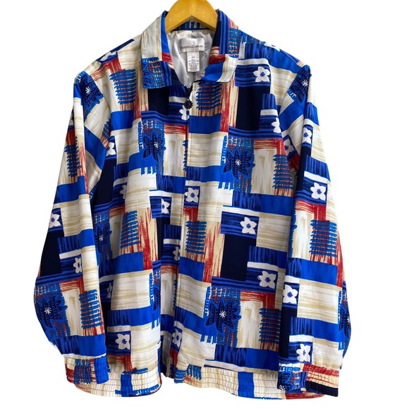 Draper'S & Damon'S Jackets & Blazers - Drapers & Damons Womens 2X Zip Front Jacket  Red White Blue Americana  USA